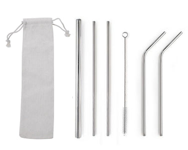 Custom Logo Drawstring Bag Stainless Steel Eco-Friendly Thick Straw 6 Pack | Premium Corporate Gifts and Custom Gifts