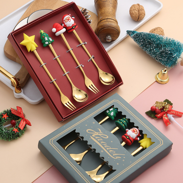 Custom Logo Christmas Stainless Steel Tableware Set | Premium Corporate Gifts and Custom Gifts