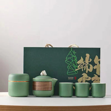 Custom Logo Dragon Boat Festival Texture Business Ceramic Tea Set | Premium Corporate Gifts and Custom Gifts
