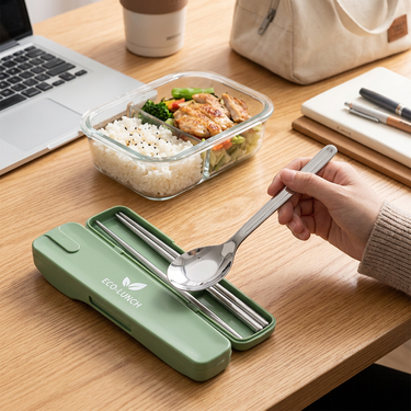 304 stainless steel spoon and chopsticks set with custom logo – travel cutlery gift