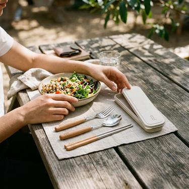 Custom Logo Wheat Wooden Handle Stainless Steel Eco-friendly Tableware 3-Piece Set | Premium Corporate Gifts and Custom Gifts