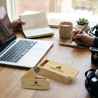 Custom Logo Wood Grain Rotating Flash Drive | Premium Corporate Gifts and Custom Gifts