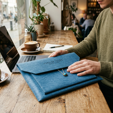 Vintage PU leather tie document bag with custom logo – debossed corporate gift