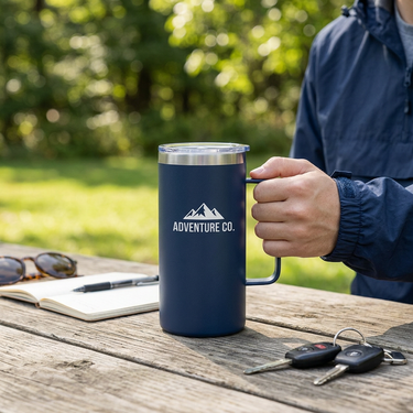 24 oz powder coated handled tumbler with custom logo – stainless steel drinkware gift