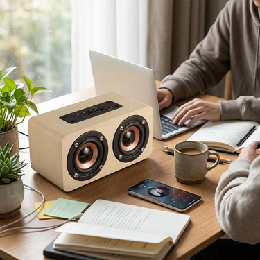 Custom Logo Wood Grain Bluetooth Audio | Premium Corporate Gifts and Custom Gifts