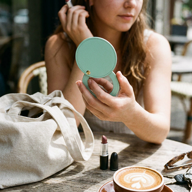 Custom Logo PU Fashionable Portable Makeup Mirror | Premium Corporate Gifts and Custom Gifts