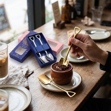 2-piece shovel-style spoon set with custom logo – stainless steel dining gift