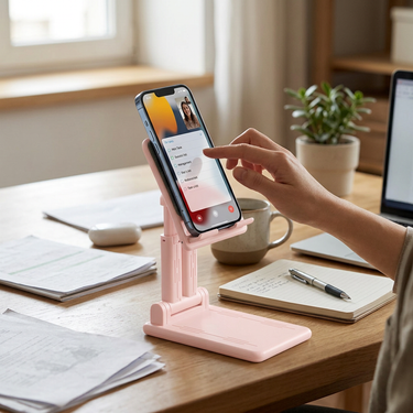 Foldable adjustable tablet and phone stand with custom logo – laser engraved desk gift