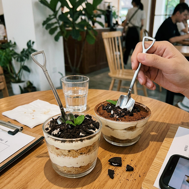 Custom Logo Shovel-shaped dessert spoon | Premium Corporate Gifts and Custom Gifts