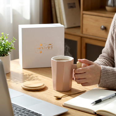 Custom Logo Nordic-style wooden handle ceramic mug gift box | Premium Corporate Gifts and Custom Gifts