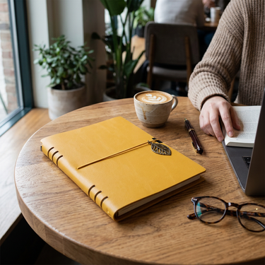 Custom Logo Leather leaf strap notebook | Premium Corporate Gifts and Custom Gifts