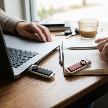 Custom Logo Leather Metal Flash Drive | Premium Corporate Gifts and Custom Gifts