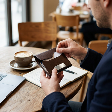 Custom Logo Leather Flap Metal Business Card Holder | Premium Corporate Gifts and Custom Gifts