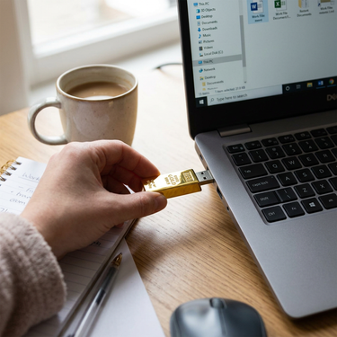 Custom Logo Gold brick-shaped flash drive | Premium Corporate Gifts and Custom Gifts