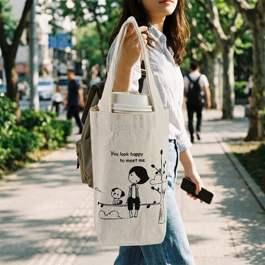 Custom Logo Canvas cup bag (with bottom and no sides) | Premium Corporate Gifts and Custom Gifts