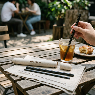 Custom Logo Eco-friendly Wheat Storage Box Stainless Steel Straw Set | Premium Corporate Gifts and Custom Gifts