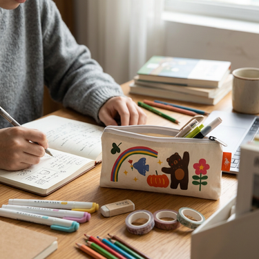 Custom Logo Cute canvas chain pencil bag | Premium Corporate Gifts and Custom Gifts