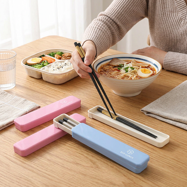 Custom Logo Multi-colored double chopsticks tableware set | Premium Corporate Gifts and Custom Gifts