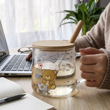 Custom Logo Bamboo lid heat-resistant glass cup | Premium Corporate Gifts and Custom Gifts