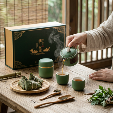 Custom Logo Dragon Boat Festival Texture Business Ceramic Tea Set | Premium Corporate Gifts and Custom Gifts
