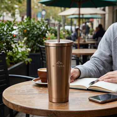 Custom Logo Stainless Steel Double-Layer Straw Cup Tumbler | Premium Corporate Gifts and Custom Gifts