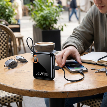 Custom Logo Compact power bank with cable lanyard | Premium Corporate Gifts and Custom Gifts