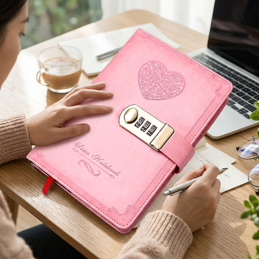 Custom Logo Brushed gold lock notebook | Premium Corporate Gifts and Custom Gifts