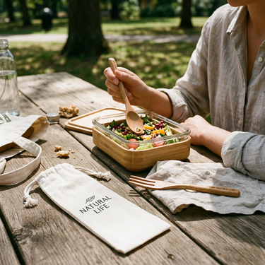 Custom Logo Eco-friendly wooden cutlery set cotton drawstring bag | Premium Corporate Gifts and Custom Gifts