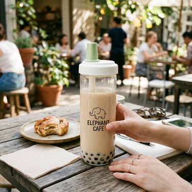 Custom Logo ins-style elephant straw milk tea cup | Premium Corporate Gifts and Custom Gifts