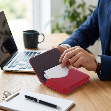 Custom Logo Textured leather magnetic business card holder | Premium Corporate Gifts and Custom Gifts