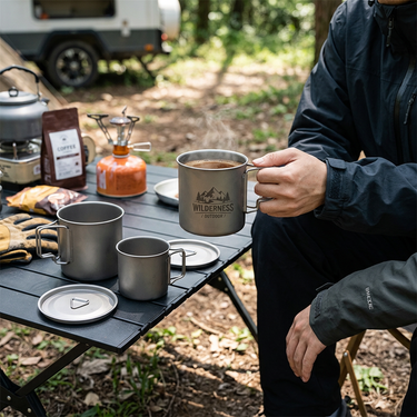 Custom Logo Camping Titanium Alloy Handle Mug | Premium Corporate Gifts and Custom Gifts