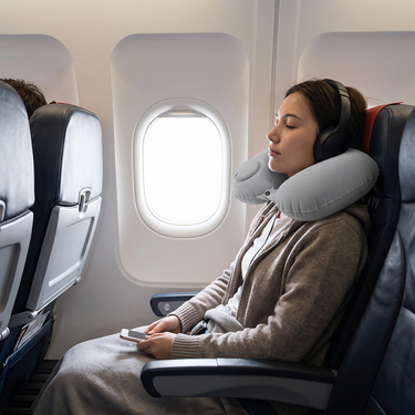Custom Logo Press-type inflatable neck pillow (flocking) | Premium Corporate Gifts and Custom Gifts