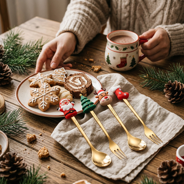 Custom Logo Christmas Stainless Steel Tableware Set | Premium Corporate Gifts and Custom Gifts