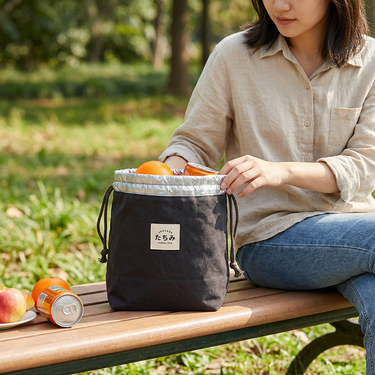 Custom Logo Japanese Canvas Drawstring Insulated Bag | Premium Corporate Gifts and Custom Gifts