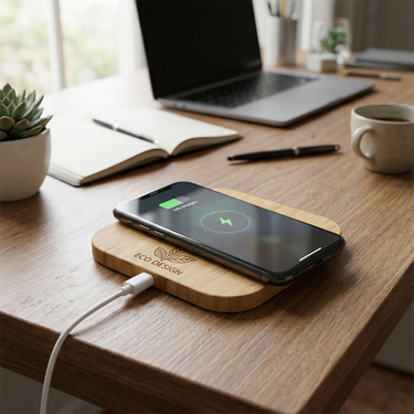Custom Logo Bamboo Wireless Charging Pad | Premium Corporate Gifts and Custom Gifts