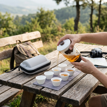 Custom Logo Golden Jade Full Hall Travel Tea Set | Premium Corporate Gifts and Custom Gifts