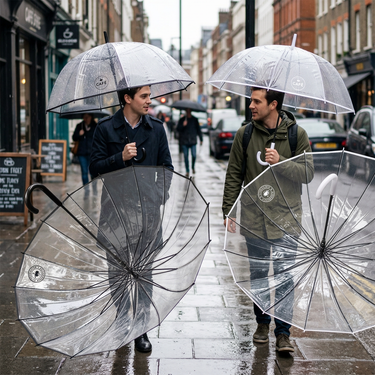 Custom Logo Transparent Hemmed Umbrella | Premium Corporate Gifts and Custom Gifts