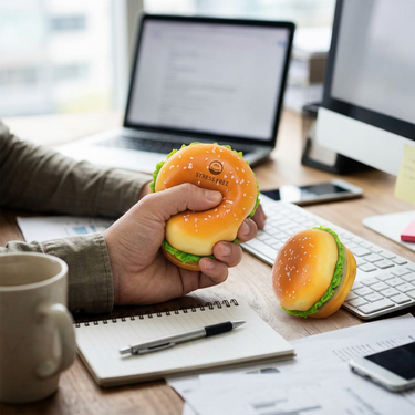 Custom Logo Simulated Hamburger Stress Relief Ball | Premium Corporate Gifts and Custom Gifts