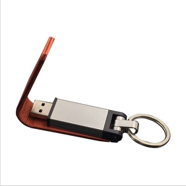 Custom Logo Textured leather case lock ring flash drive | Premium Corporate Gifts and Custom Gifts