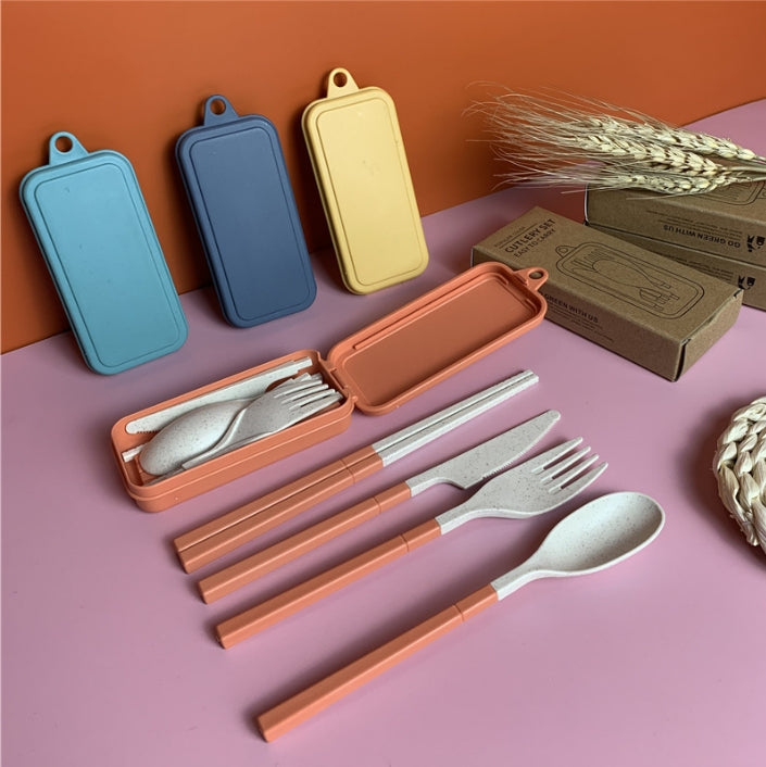 Custom Logo Eco-friendly Wheat Tableware Storage Four-Piece Set | Premium Corporate Gifts and Custom Gifts