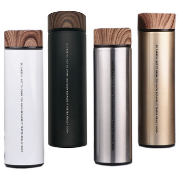 Custom Logo Wood Grain Lid Thermos Mug | Premium Corporate Gifts and Custom Gifts