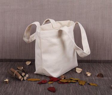 Custom Logo Eco-friendly canvas shopping bag tote bag (with bottom and no sides) | Premium Corporate Gifts and Custom Gifts
