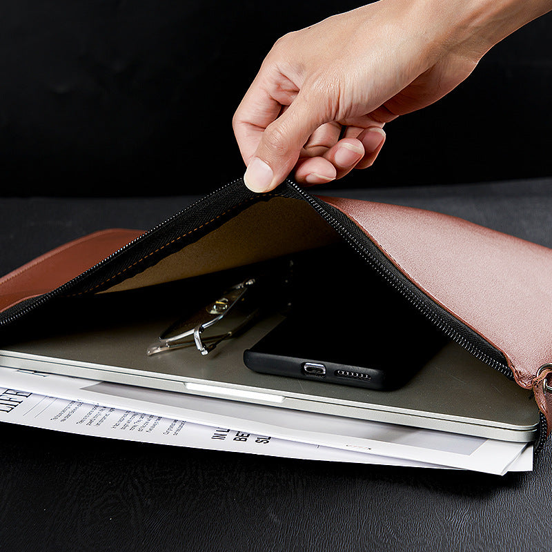 Custom Logo Leather Zipper Document Bag | Premium Corporate Gifts and Custom Gifts