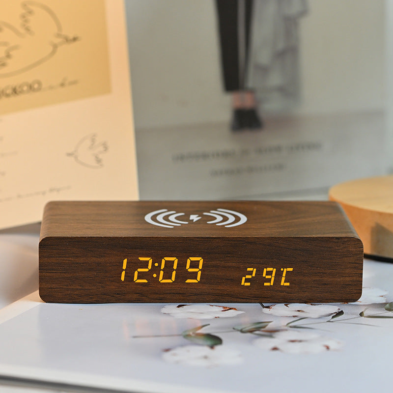 Custom Logo Multifunctional Wireless Charging Wooden Clock | Premium Corporate Gifts and Custom Gifts