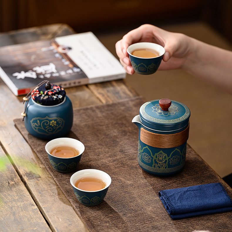 Custom Logo Leather Bag High-end Handheld Tea Set | Premium Corporate Gifts and Custom Gifts