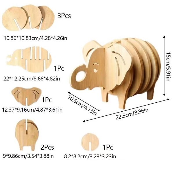 Custom Logo Wood Grain Animal Three-Dimensional Shape Thermal Insulation Mat | Premium Corporate Gifts and Custom Gifts