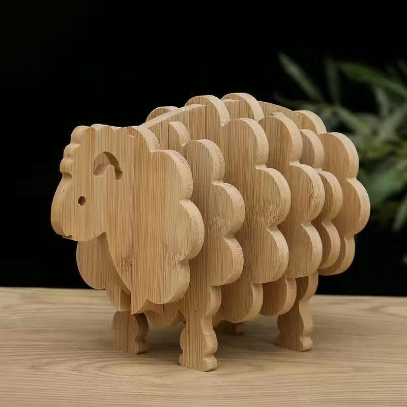 Custom Logo Wood Grain Animal Three-Dimensional Shape Thermal Insulation Mat | Premium Corporate Gifts and Custom Gifts